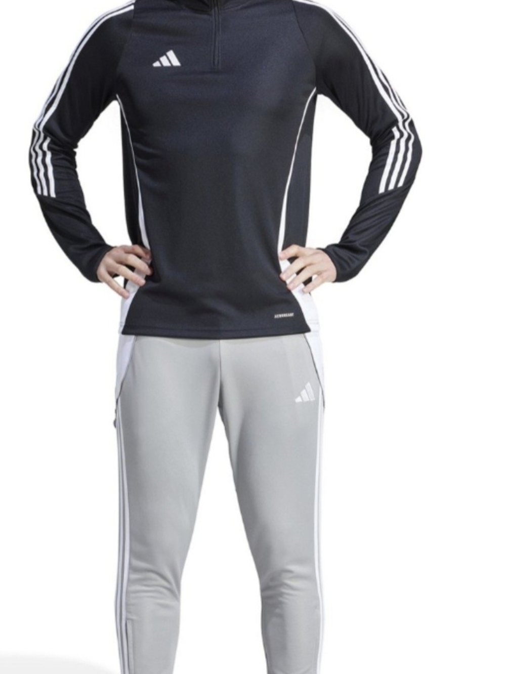 adidas Men Gray Track Joggers with White Stripes